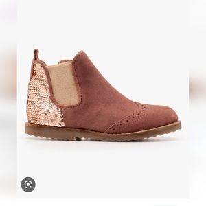 Boden sequin leather Chelsea boots size 6 dusty rose